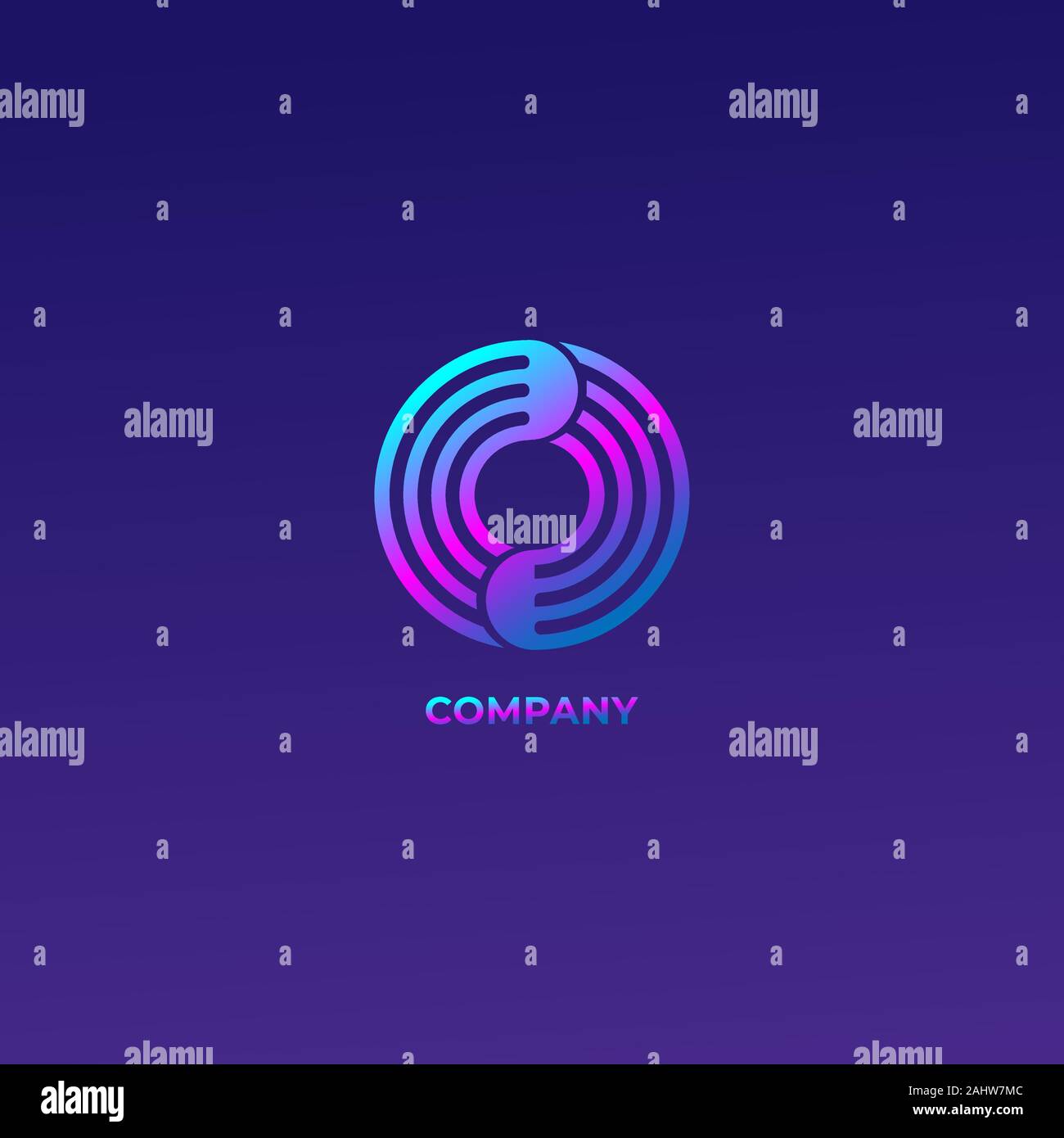 Signal Wave Rotation Logo, Letter O Alphabetic Logo Concept, Colorful Logo Design Template, Circle, Rainbow Gradation Color Stock Vector