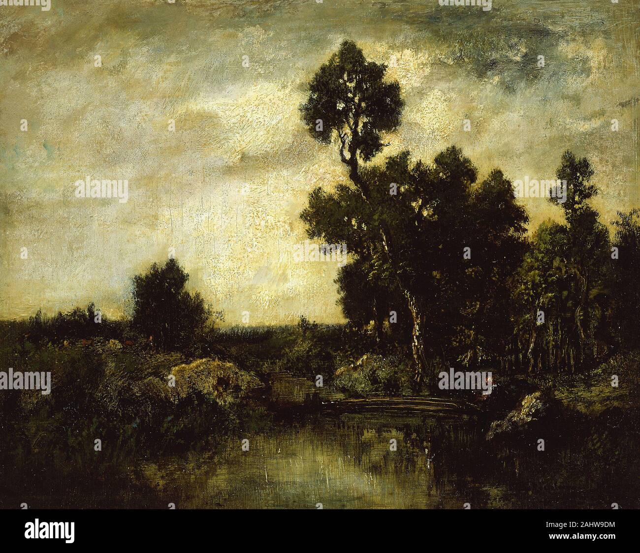 Théodore Rousseau. Landscape. 1845–1855. France. Oil on panel Stock Photo