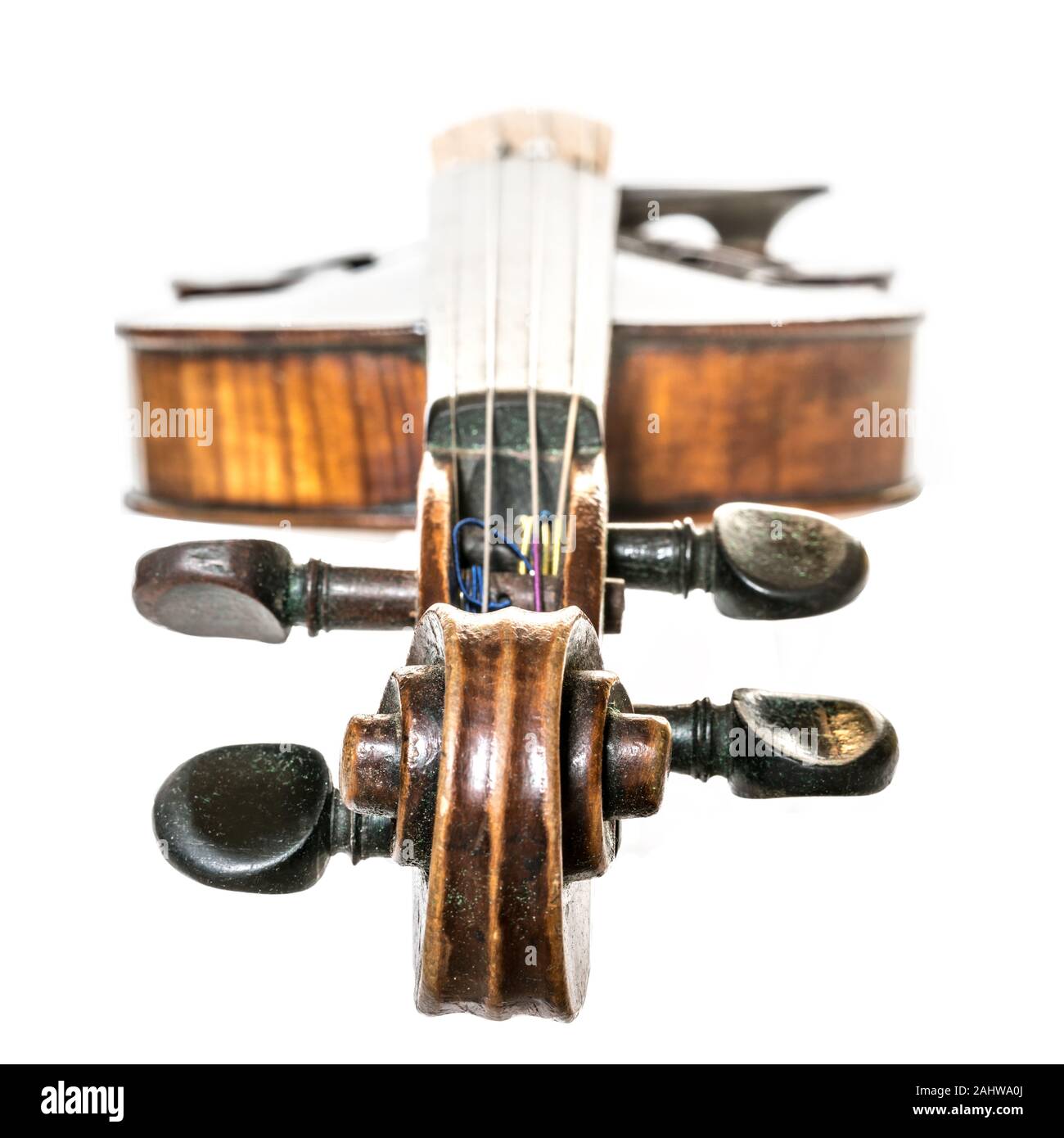 Old dark brown Violin isolated on white Stock Photo Alamy