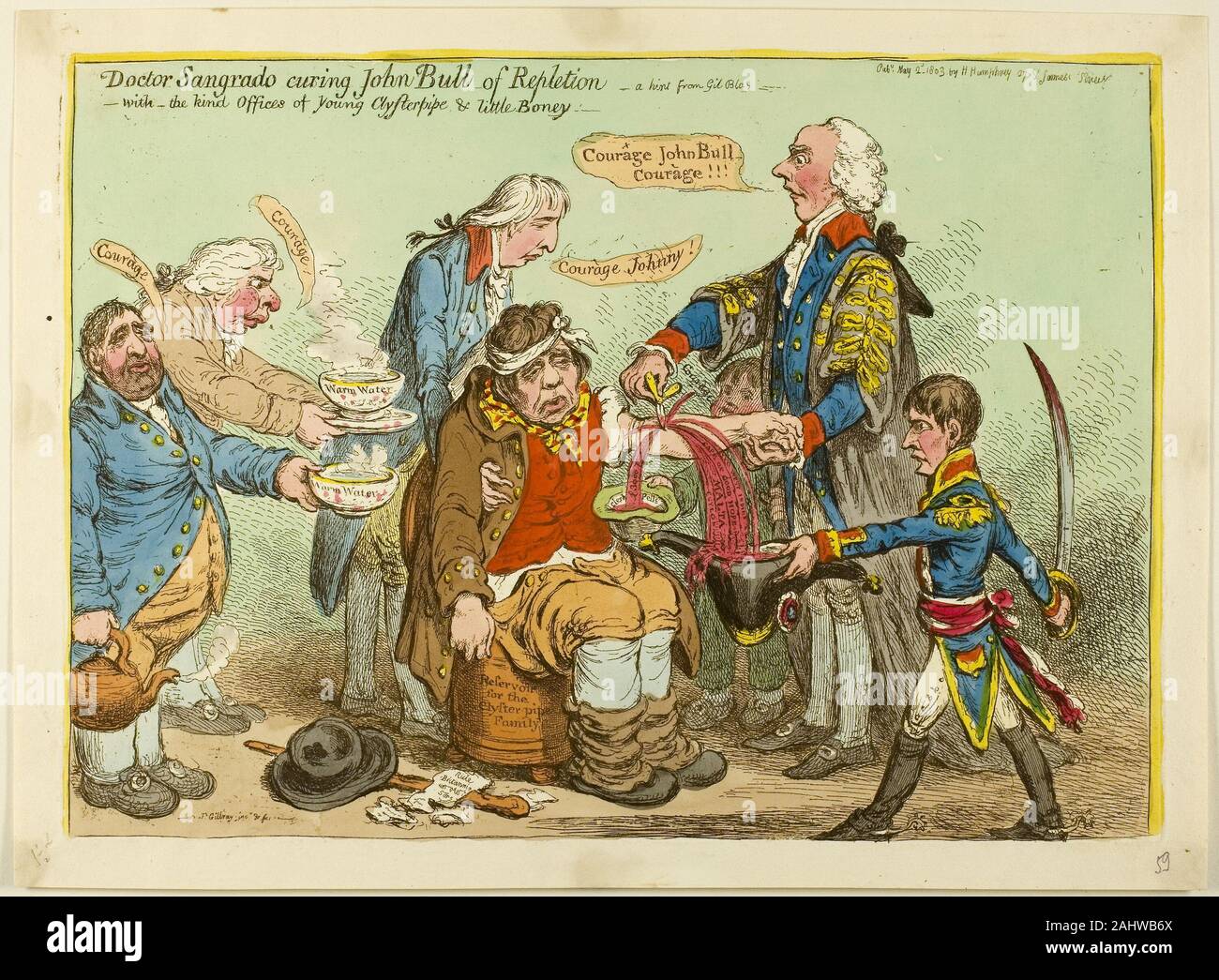 James Gillray. Doctor Sangrado Curing John Bull of Repletion-With the ...