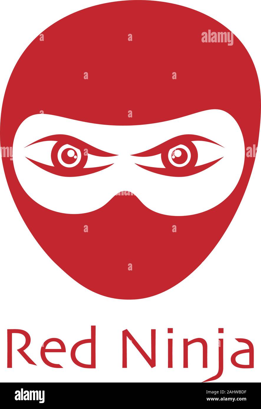 Red Ninja Logo Concept, Ninja Head Icon Vector Design Template, Super ...