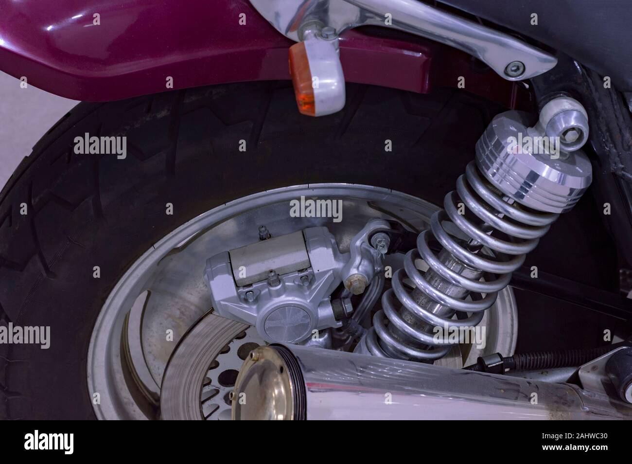 Shock absorber of motor bike with wheel hi-res stock photography and images  - Alamy