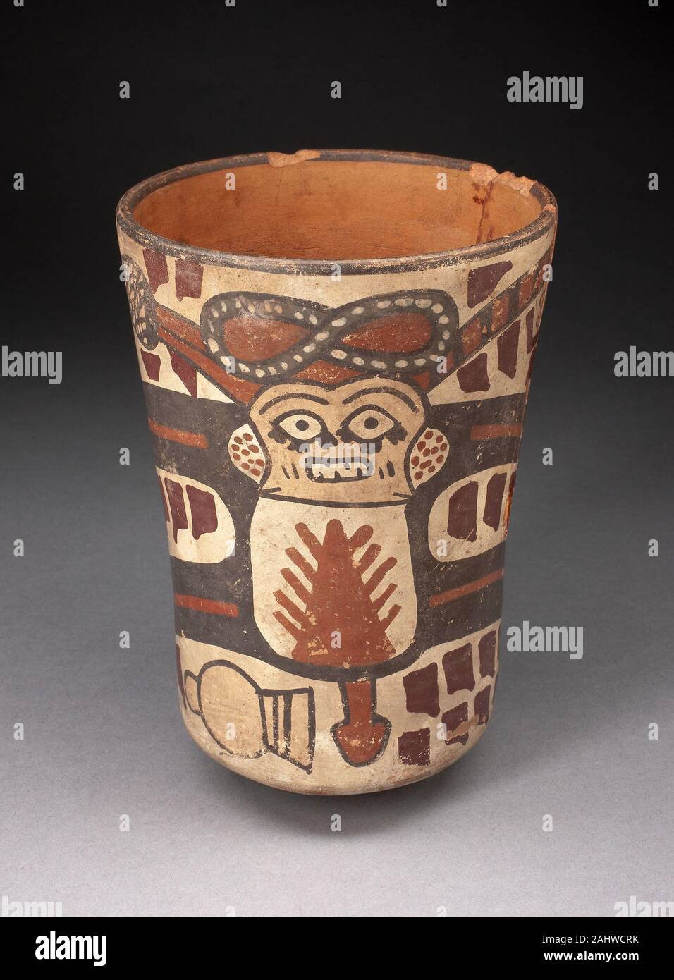 Nazca. Beaker Depicting a Male Figure with Body Stretched and Abstract ...