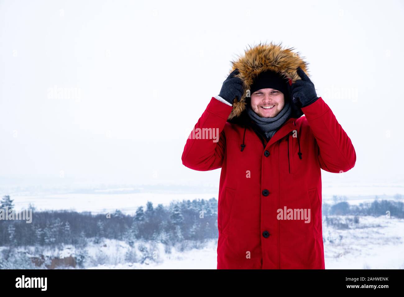 Red winter coat with hood hi-res stock photography and images - Page 3 -  Alamy