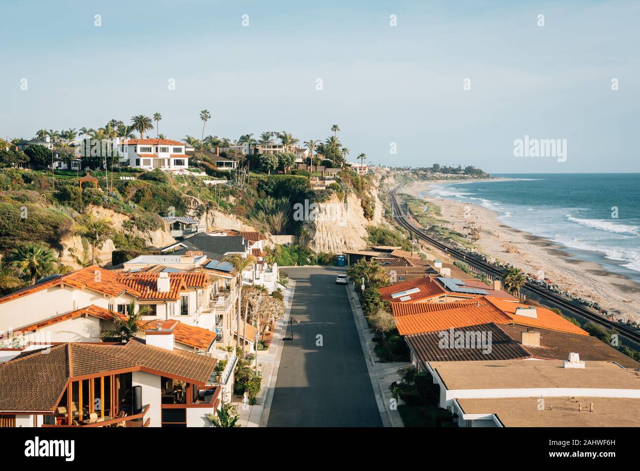View of houses and beach in San Clemente, California Stock Photo