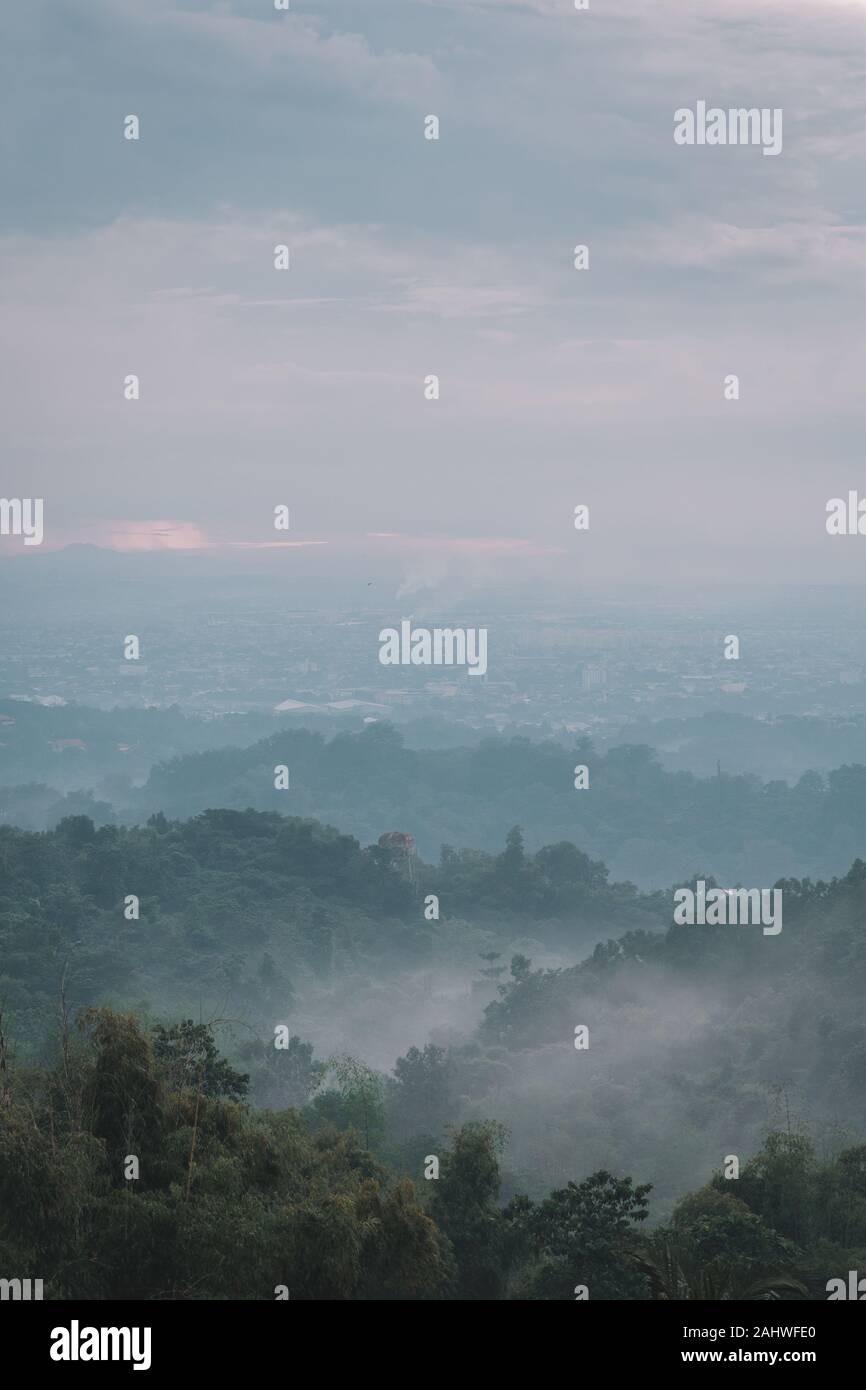 Foggy mountain view in Antipolo, Rizal, The Philippines Stock Photo