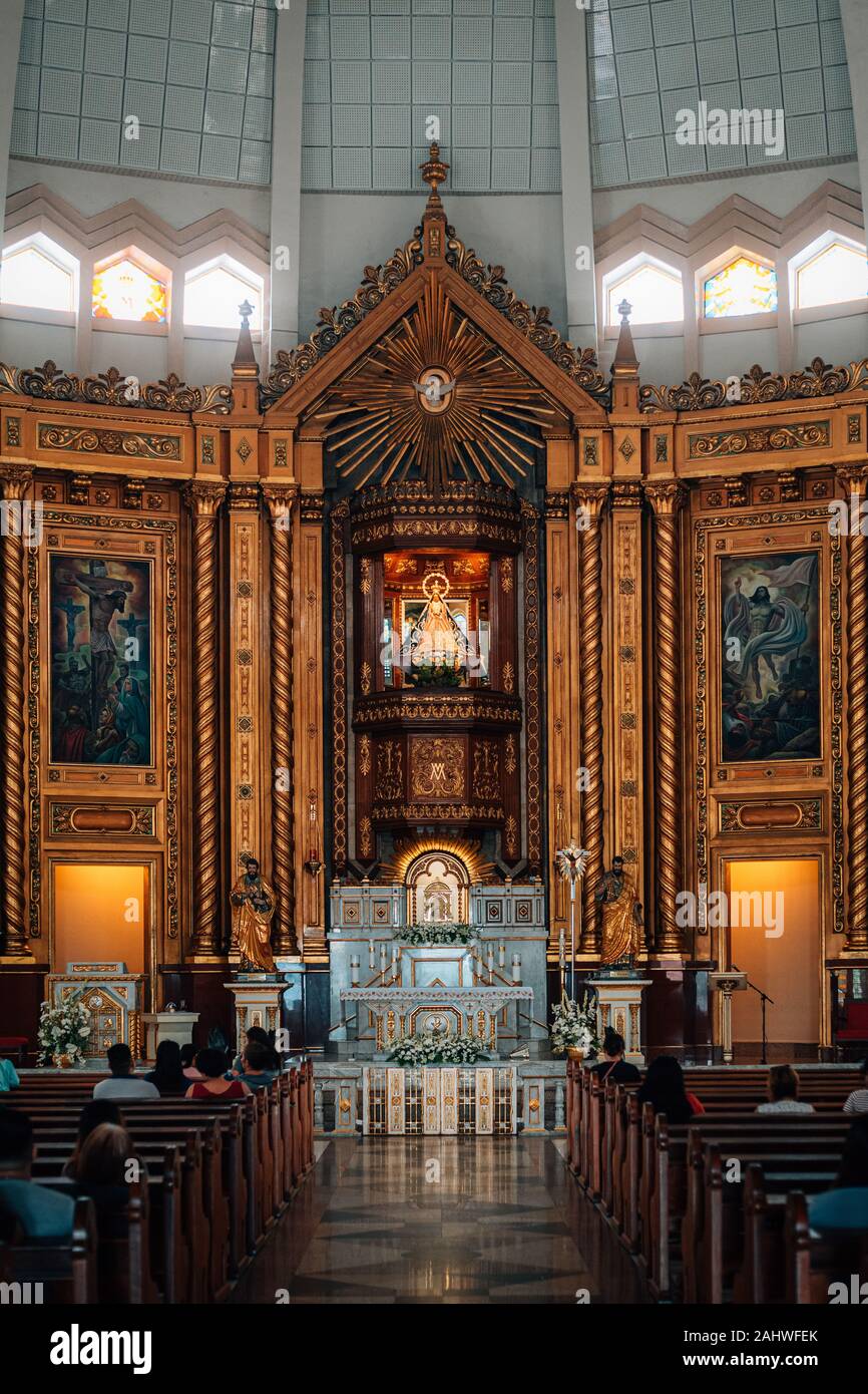 The interior of Antipolo Cathedral, in Antipolo, Rizal, The Philippines Stock Photo