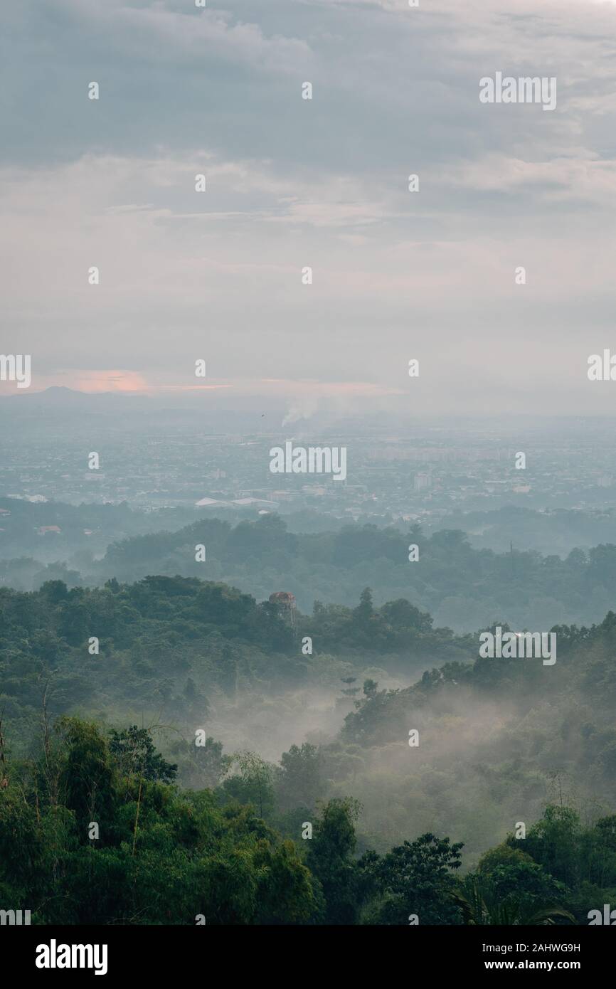 Cloudy, foggy view of mountains in Antipolo, Rizal, Philippines Stock Photo