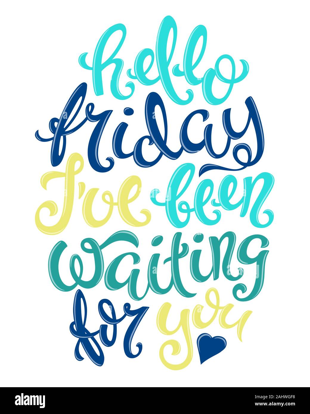 Hello friday poster with hand-drawn lettering, vector illustration ...