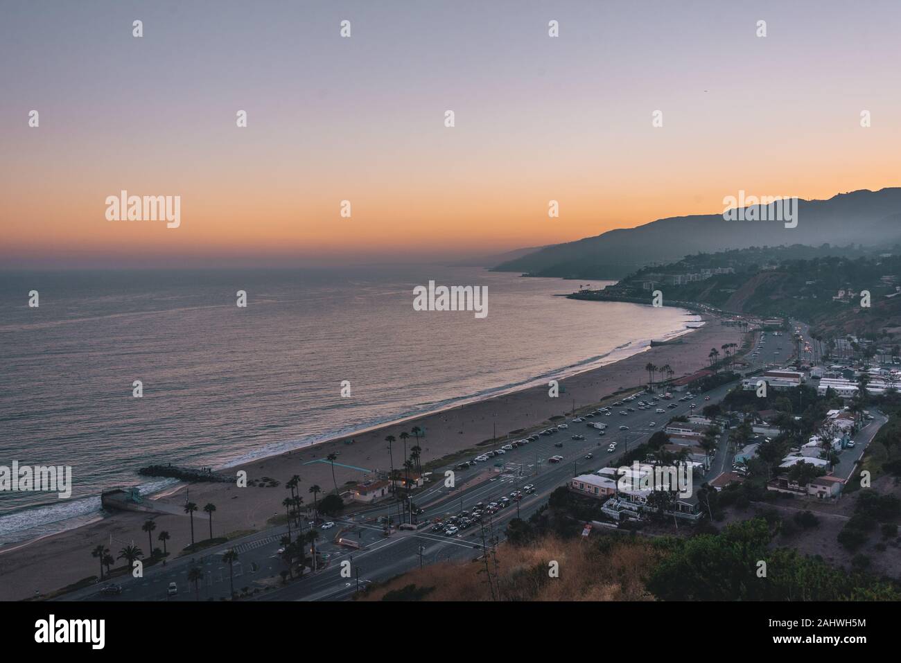 Sunset view in Pacific Palisades, Los Angeles, California Stock Photo