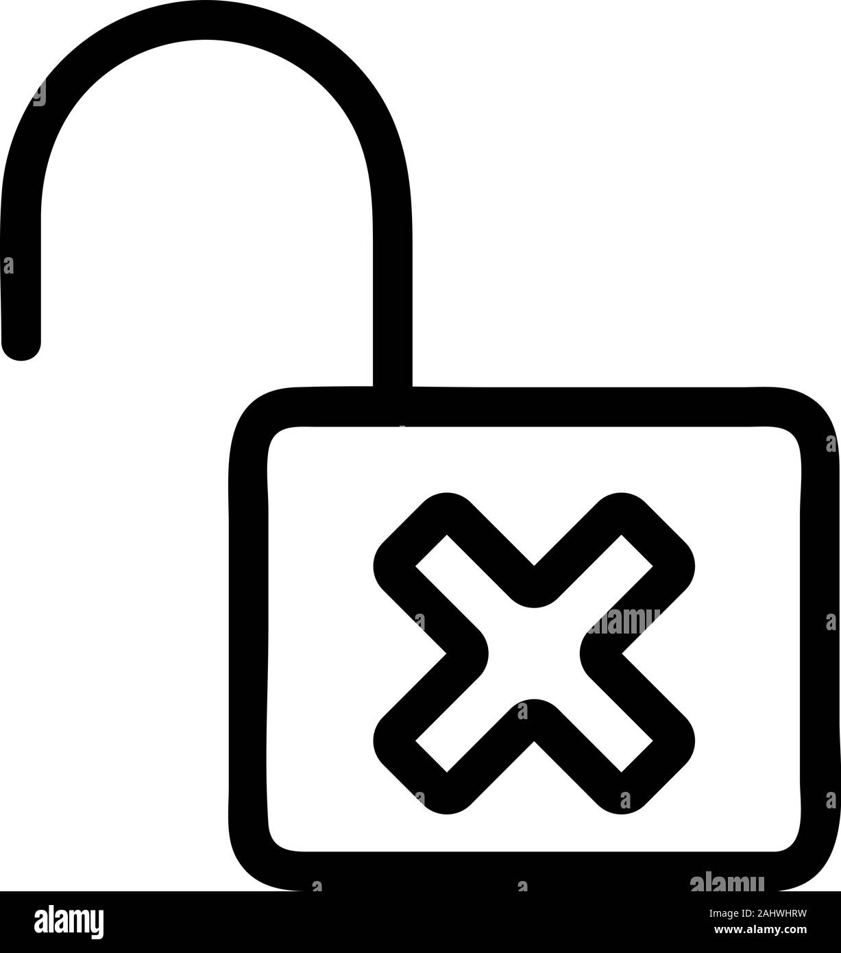 Lock hacked vector icon. Isolated contour symbol illustration Stock ...