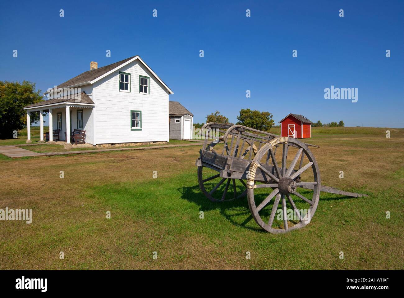 Old farm in Batoche National Historic Site, Saskatchewan, Canada Stock Photo