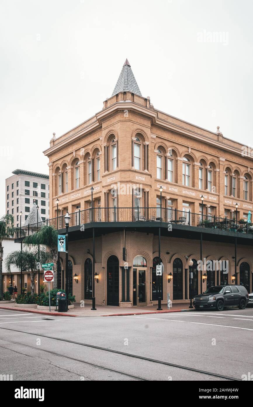 Historic building in downtown Galveston, Texas Stock Photo
