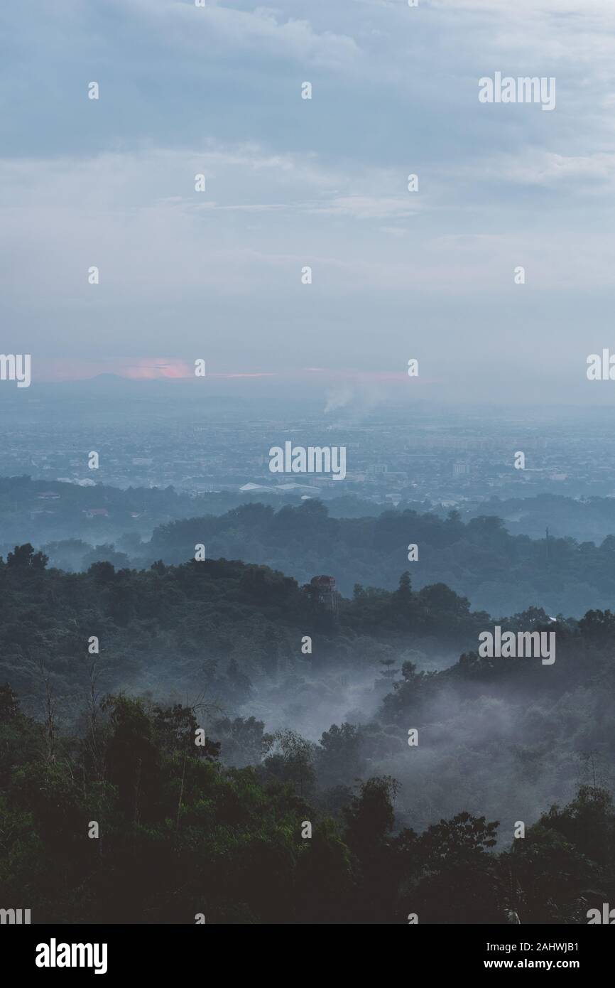 Foggy mountain view in Antipolo, Rizal, The Philippines Stock Photo