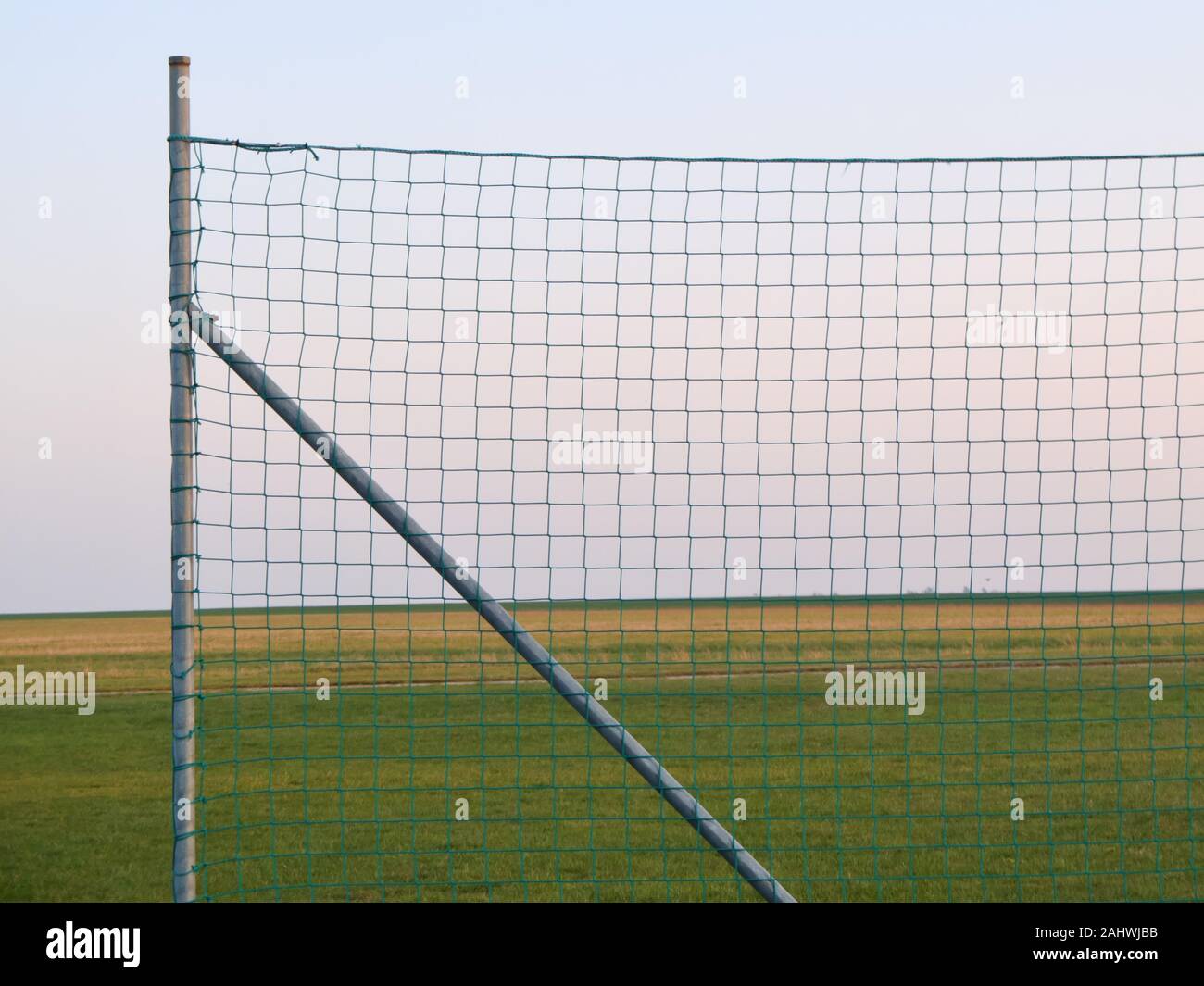 A fence on an model aircraft airport that protects spectators from the aircrafts if something went wrong. Seen in Germany, Bavaria / Franconia near th Stock Photo