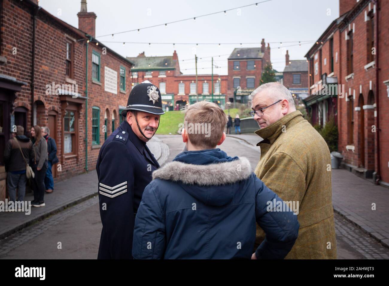 Street scene in Edwardian times, Black Country Living Museum, Dudley, UK Stock Photo