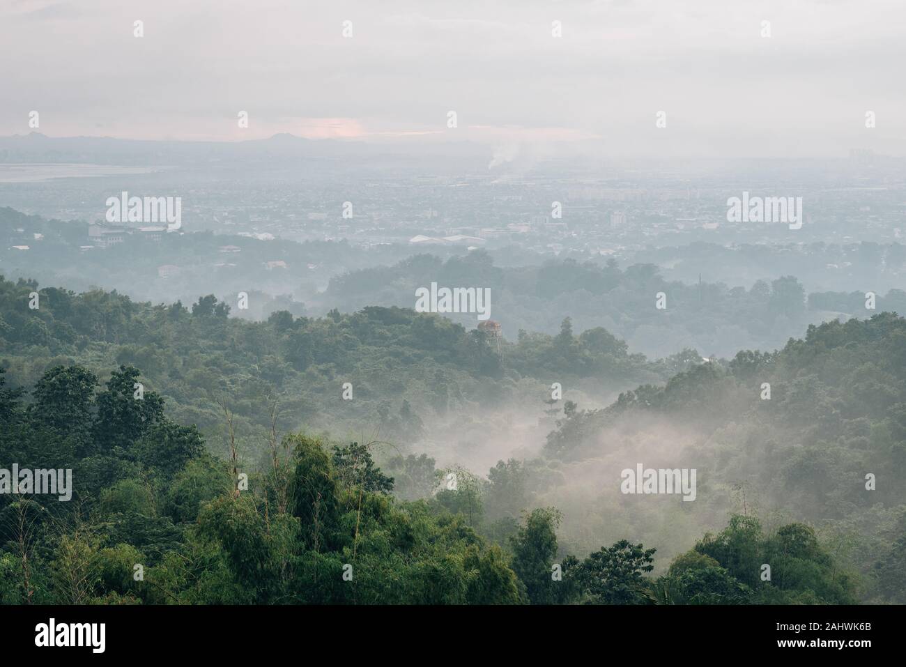 Foggy mountain view in Antipolo, Rizal, The Philippines Stock Photo