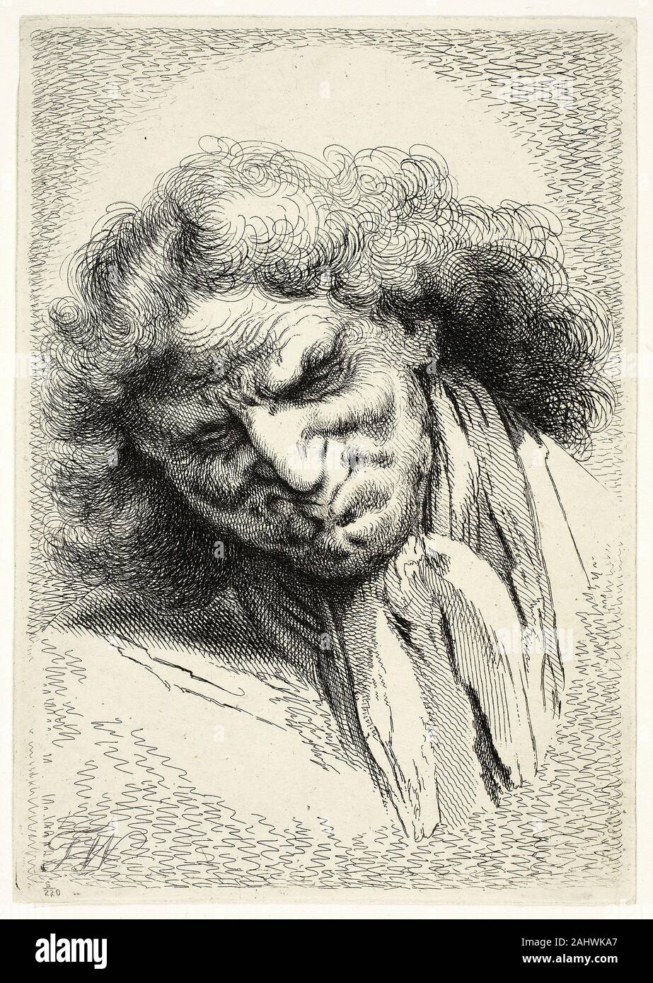 Thomas Worlidge. Head of an Old Man Sleeping. 1720–1766. England. Etching on paper Stock Photo