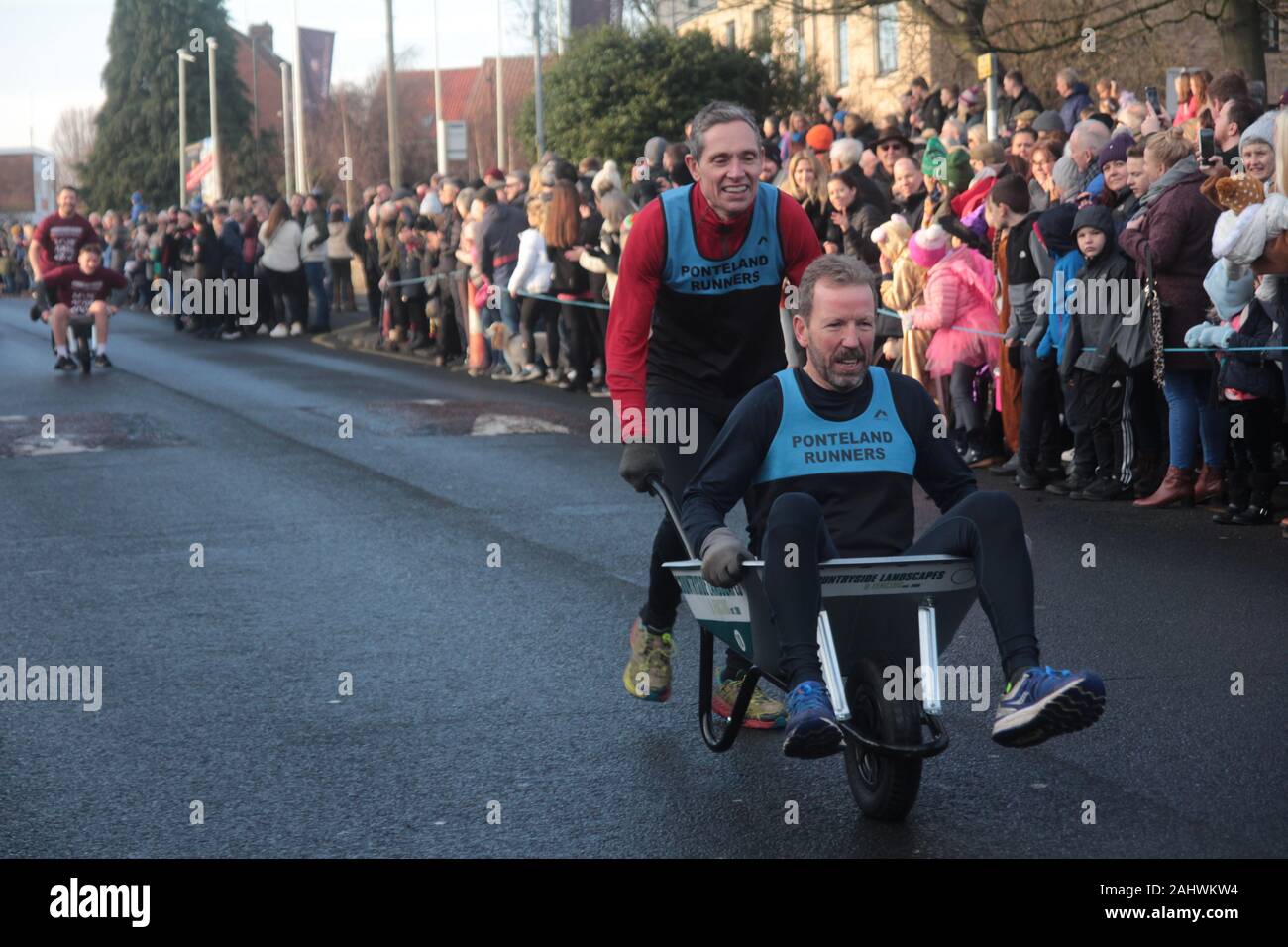 Ponteland, Wheelbarrow Race, Northumberland, UK, 1st January, The ...