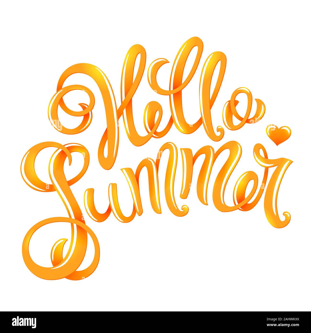 Hello summer, hand drawn lettering . Vector illustration Stock Vector ...