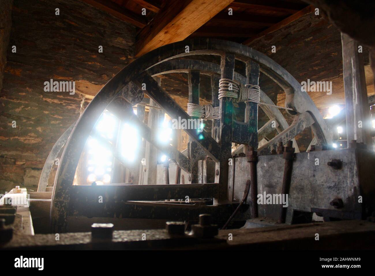 bell ringing wooden frame in church tower durston taunton somerset