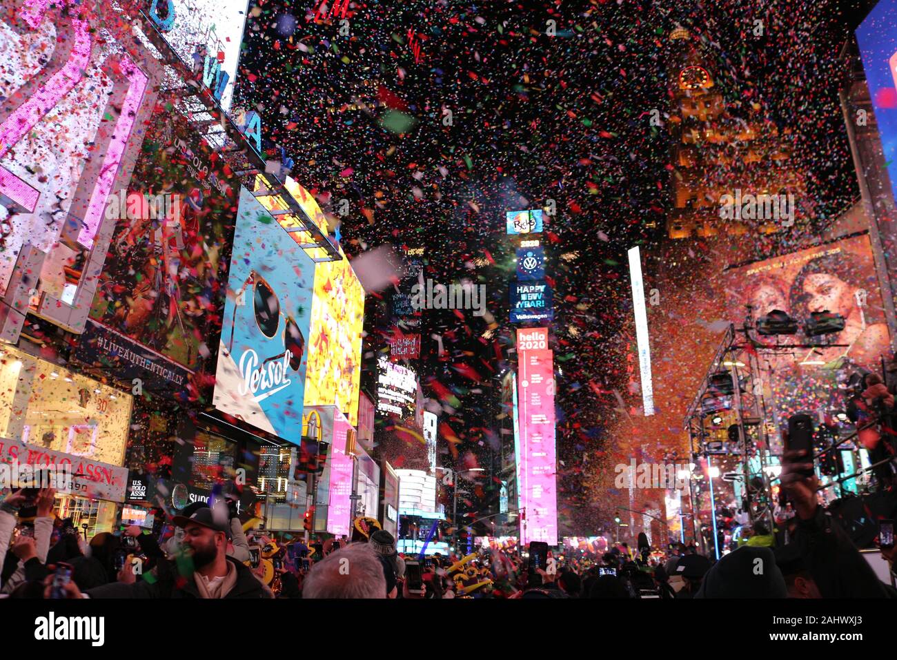 Millions of participants gather at Times Square in New York City to celebrate New Year’s Eve on Stock Photo
