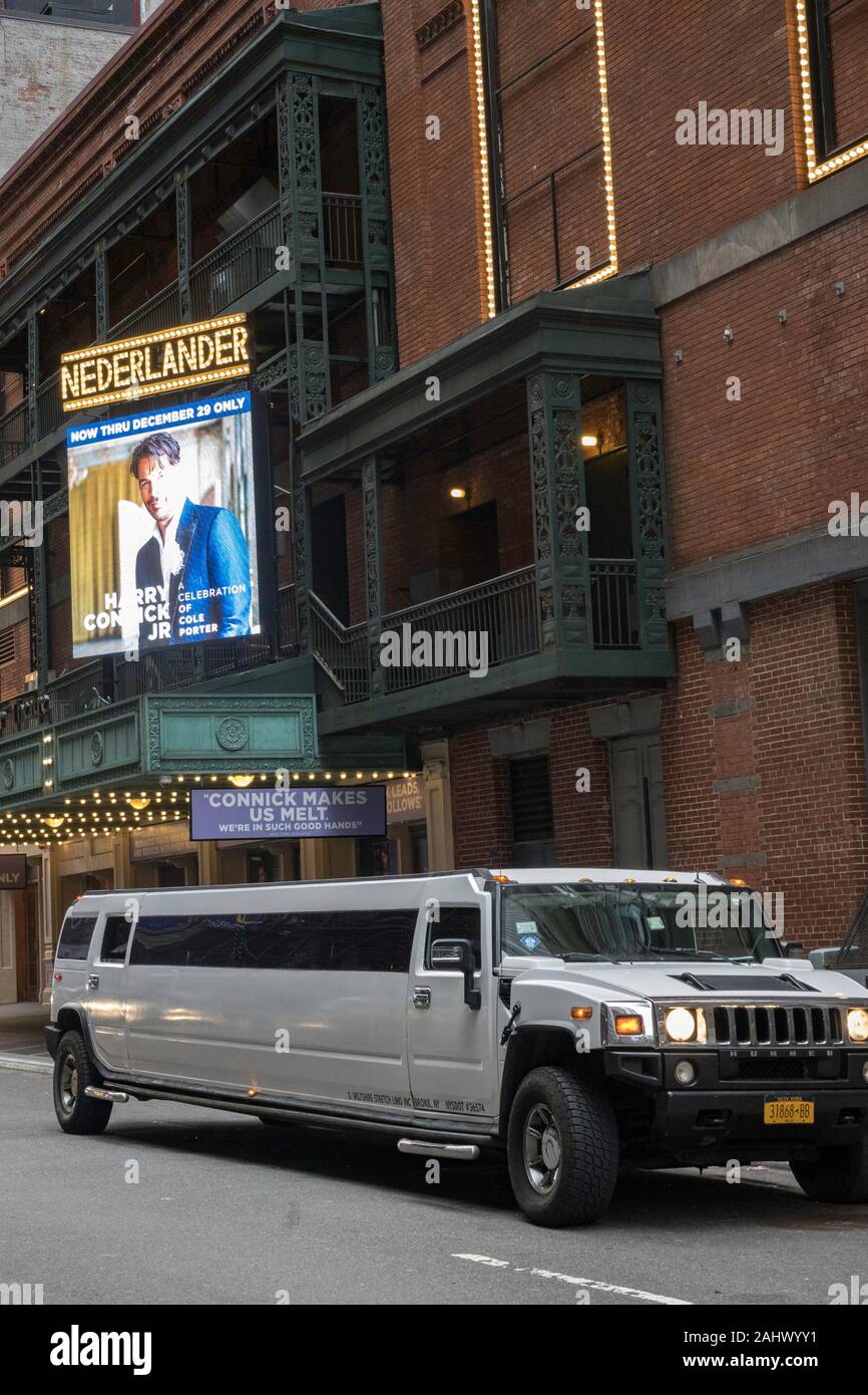 David T. Nederlander Theatre and Harry Connick Jr. Marquee, NYC, USA  2020 Stock Photo