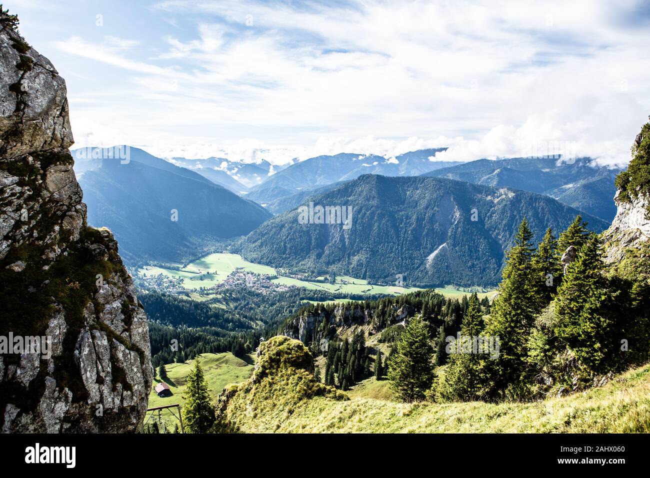 View from Wendelstein mountain. Bayrischzell. Bavaria, Germany Alps Summer Stock Photo