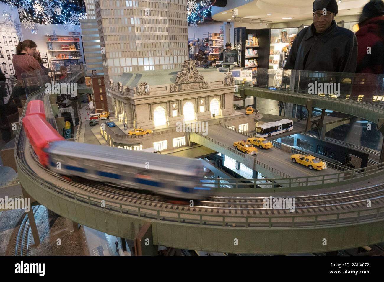 Annual Holiday Toy Train Display is a Popular Attraction, Transit Museum, Grand Central Terminal, NYC Stock Photo