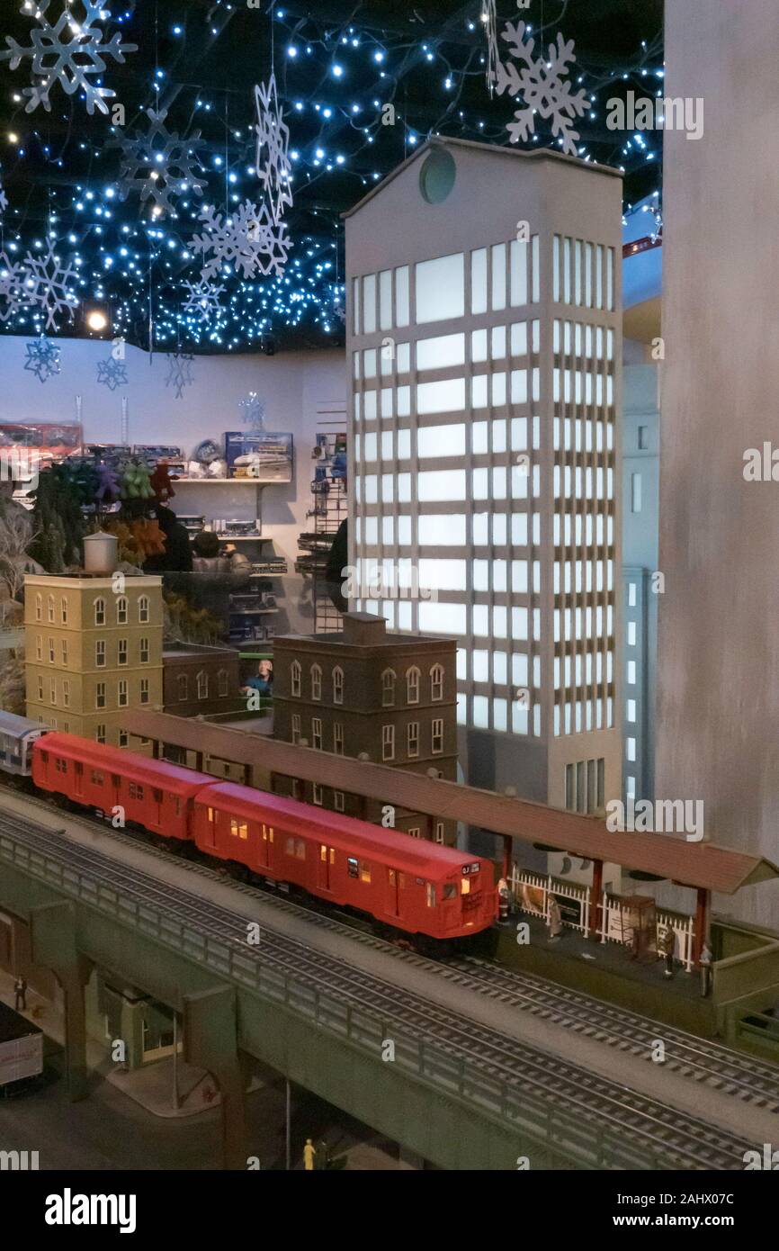 Annual Holiday Toy Train Display is a Popular Attraction, Transit Museum, Grand Central Terminal, NYC Stock Photo