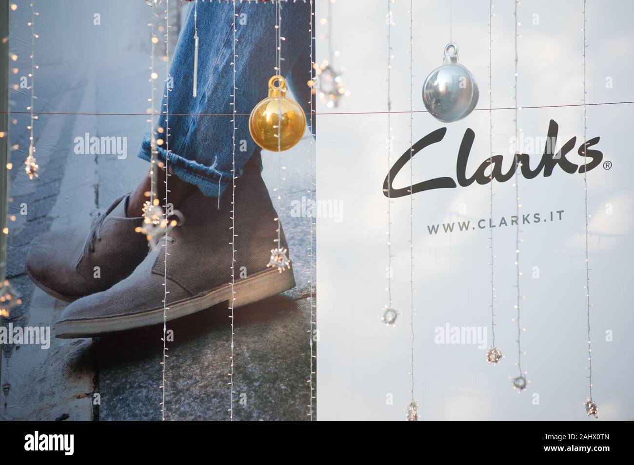 Florence, Italy - 2019, December 31: Clarks advertising campaign: a big  billboard in the city center of Florence, during Christmas holidays Stock  Photo - Alamy