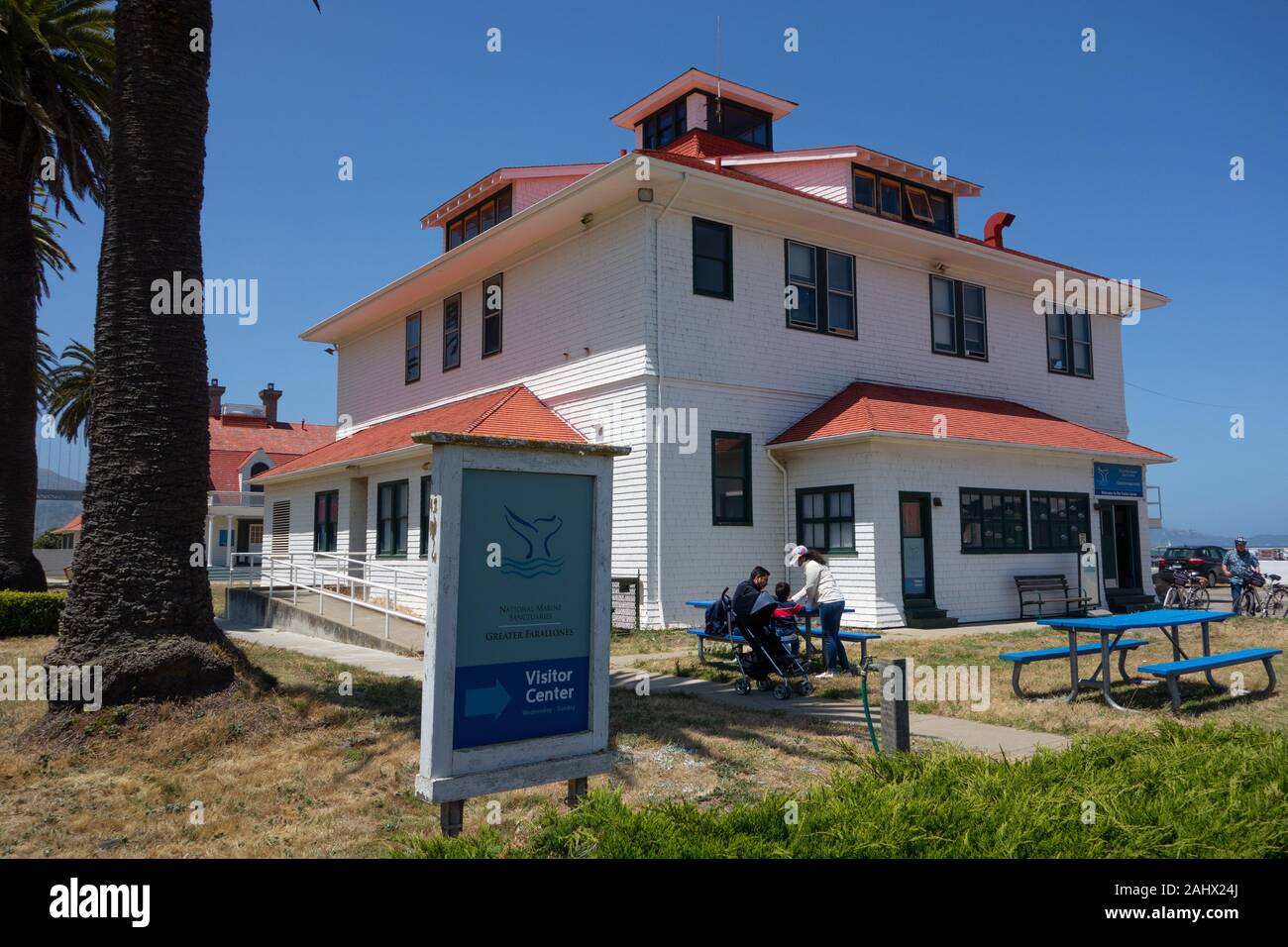 The Visitor Center for the Greater Farallones National Marine Sanctuary, located in Crissy Field, in the Presidio. Stock Photo