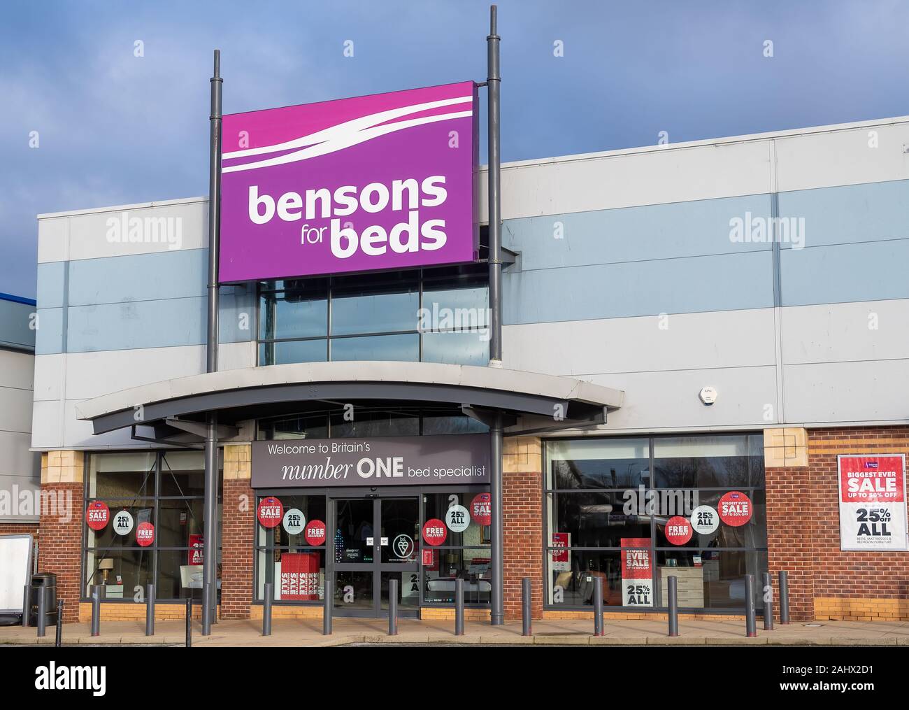 WREXHAM, UNITED KINGDOM DECEMBER 25th, 2019 Bensons for Beds superstore store front Stock