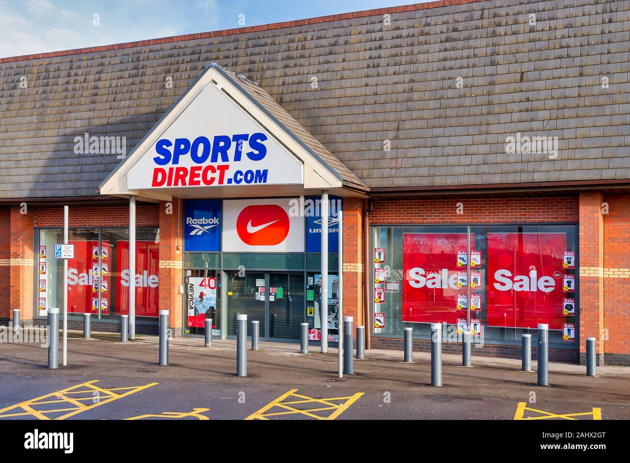 WREXHAM, UNITED KINGDOM - DECEMBER 25th, 2019: Sports Direct superstore store front Stock Photo