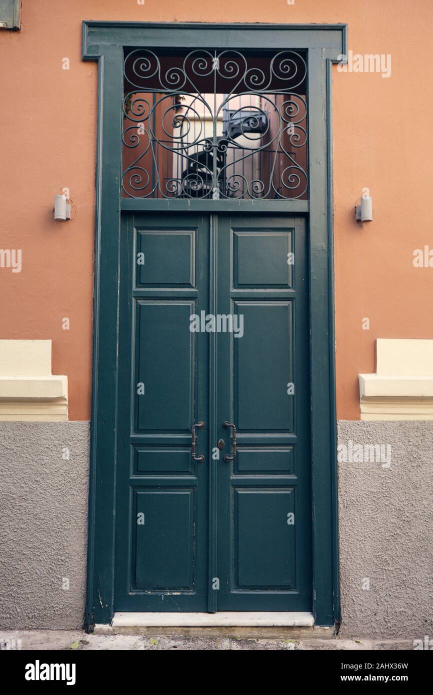 Traditional old house entrance at Plaka Athens Stock Photo