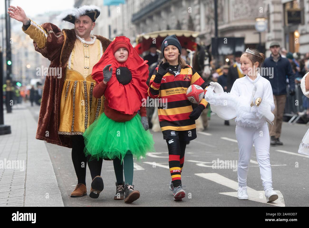 London, Britain. 1st Jan, 2020. People attend the annual New Year's Day Parade in London, Britain, Jan. 1, 2020. Credit: Ray Tang/Xinhua/Alamy Live News Stock Photo