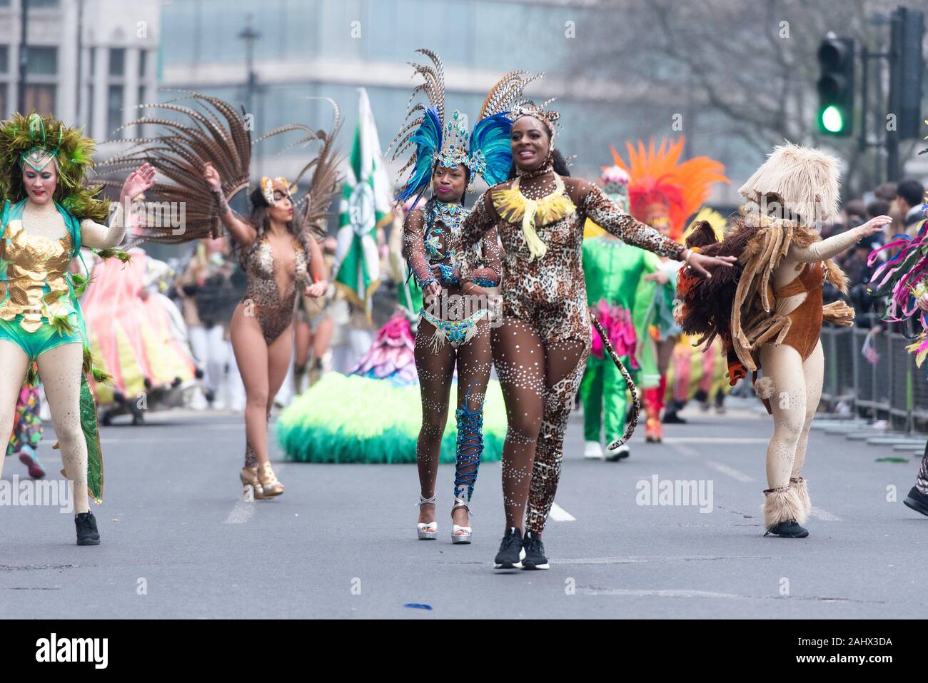 London, Britain. 1st Jan, 2020. People attend the annual New Year's Day Parade in London, Britain, Jan. 1, 2020. Credit: Ray Tang/Xinhua/Alamy Live News Stock Photo