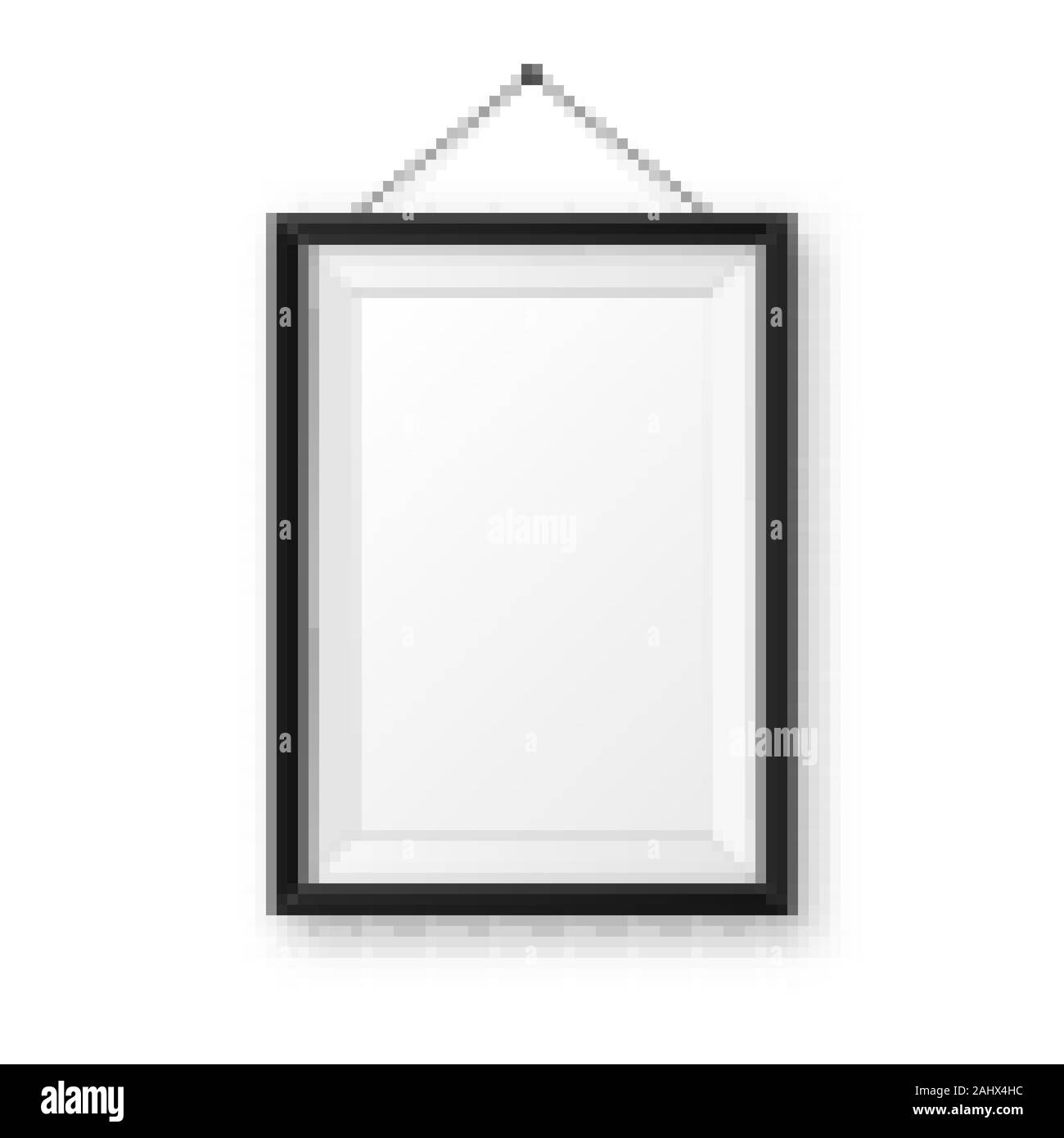 Realistic hanging on a wall blank black picture frame with shadow ...