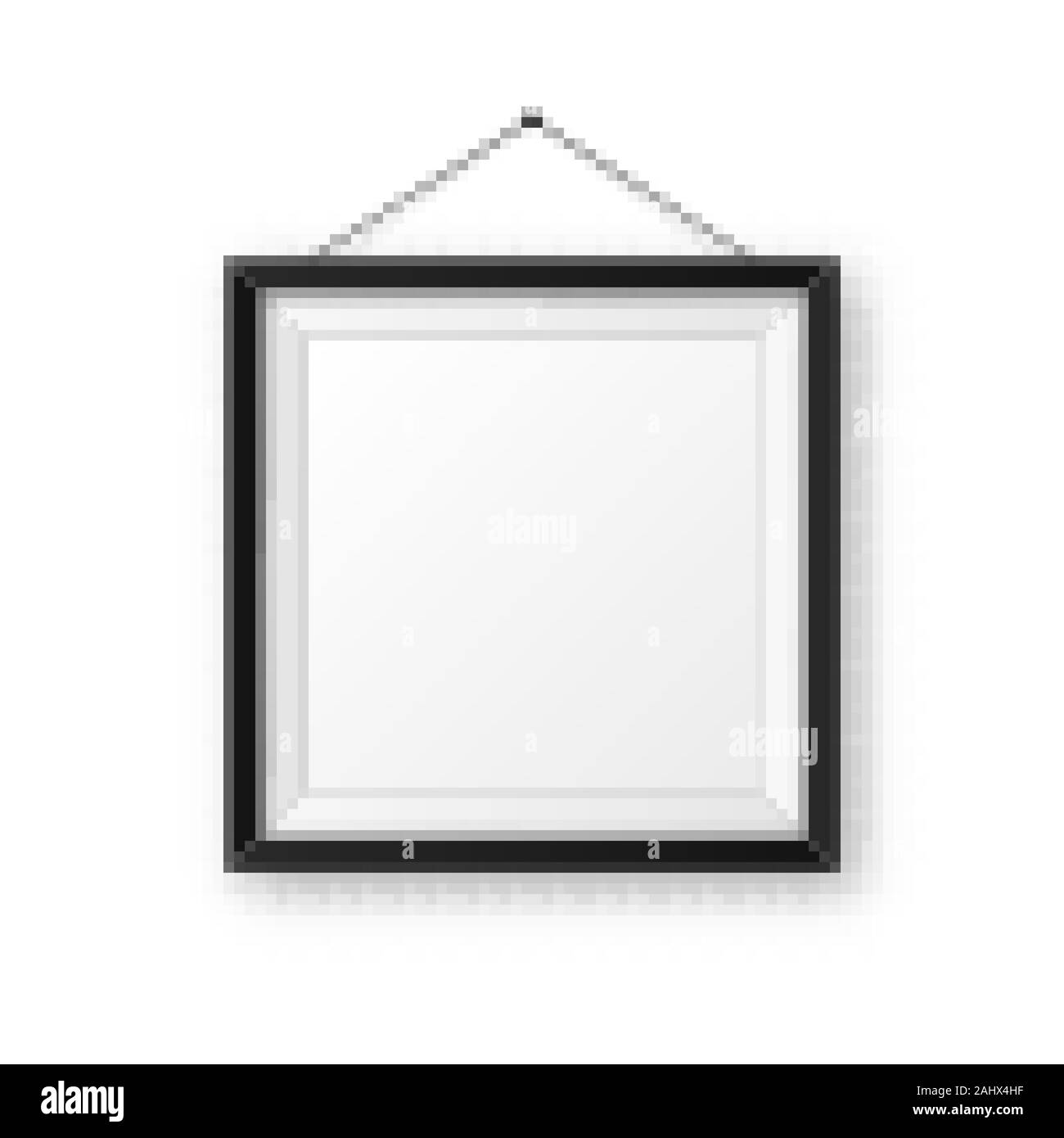 Realistic hanging on a wall blank black picture frame with shadow ...
