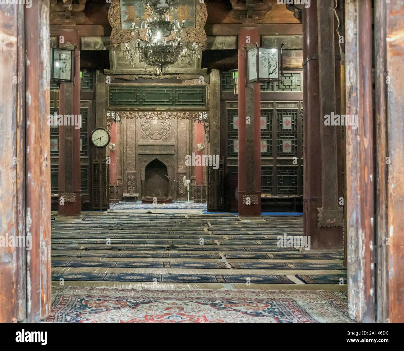 Looking through to the Mihrab, 1392 AD, Great Mosque of Xian, Shaanxi, China Stock Photo