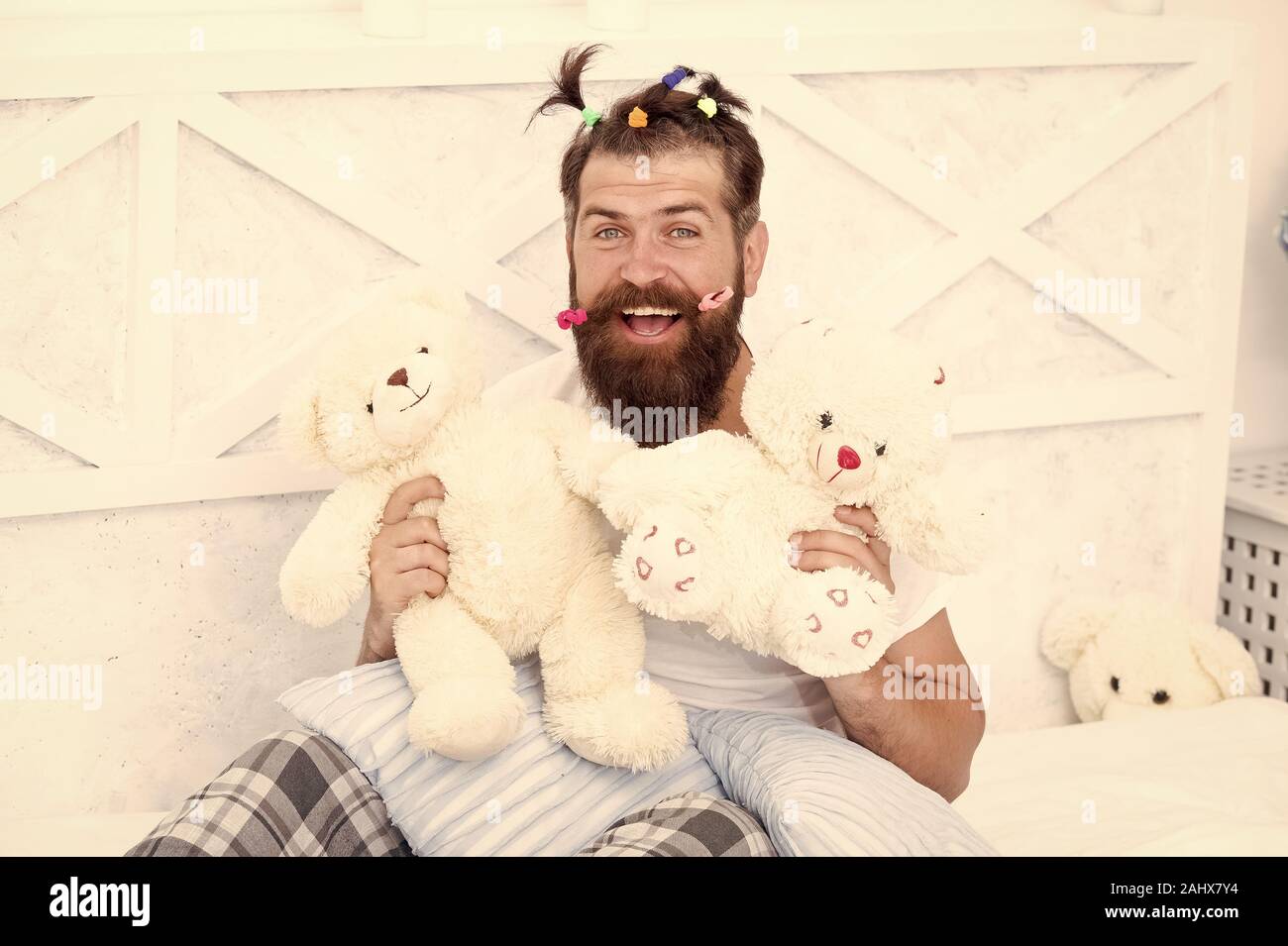 Slumber Party Guy Relaxing In Bedroom Pajamas Style Man