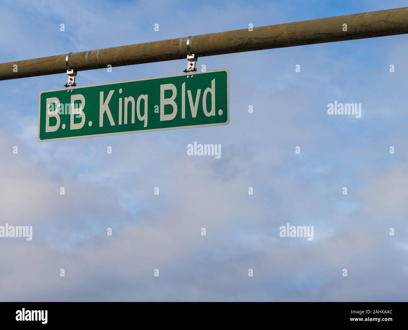 Memphis, TN / USA - December 28, 2109: B.B. King Blvd street sign on traffic light in Memphis, TN Stock Photo