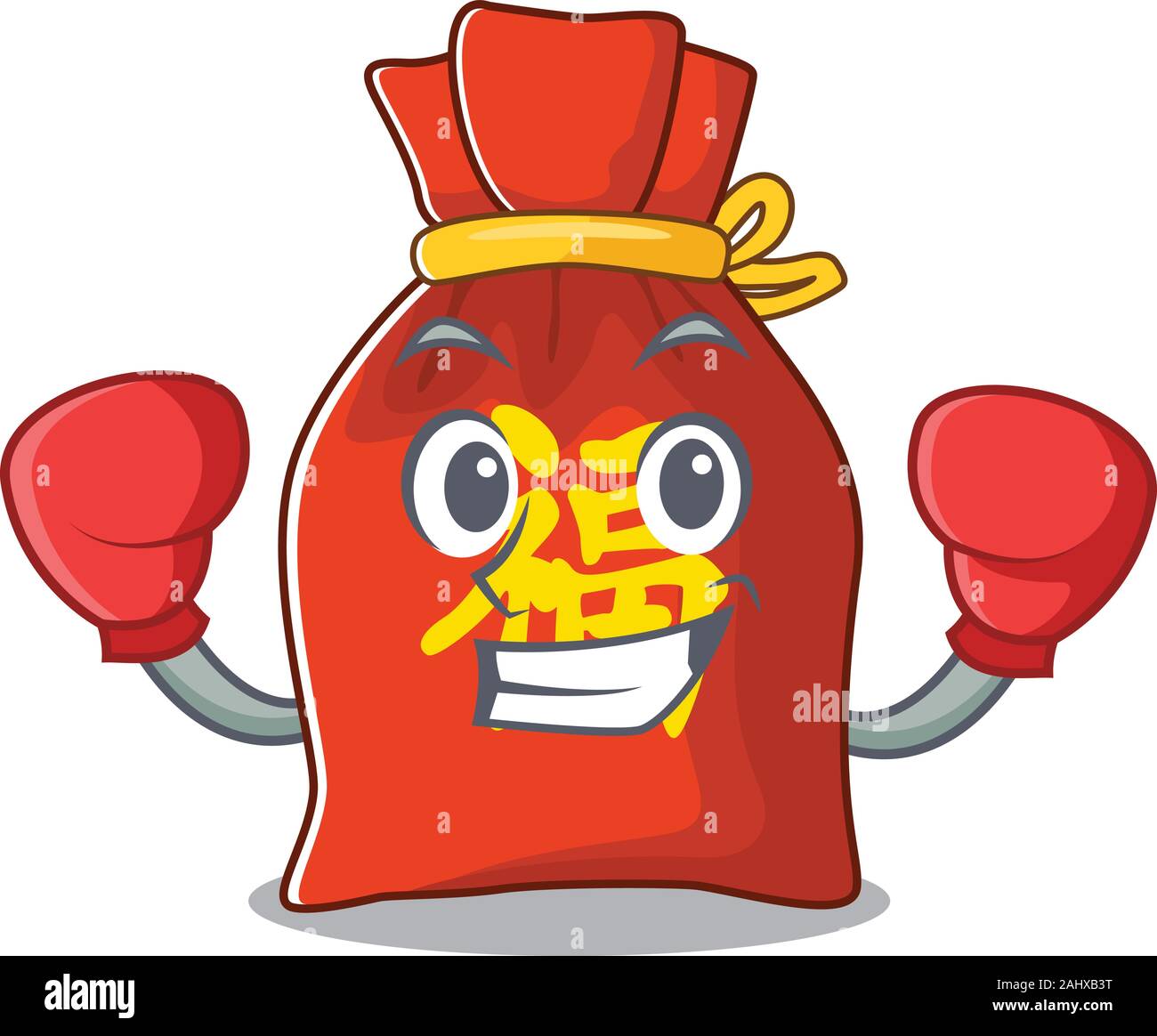 Happy Boxing Chinese Money Bag Scroll Mascot Character Style Stock Vector Image Art Alamy