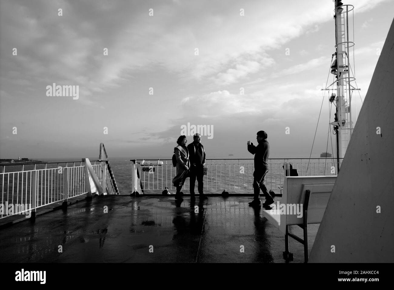 Taking picture from boat Black and White Stock Photos & Images - Alamy