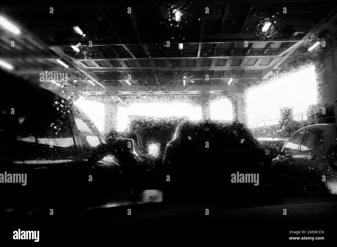 Cars going in ferry Black and White Stock Photos & Images - Alamy