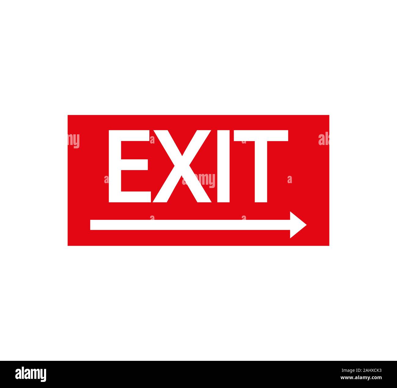 Red exit sign. Vector illustration, flat design. Stock Vector