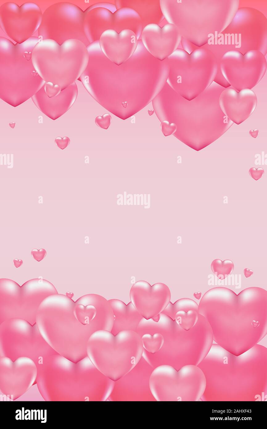 3d vector saint valentine s day pink heart on light background. Poster ...