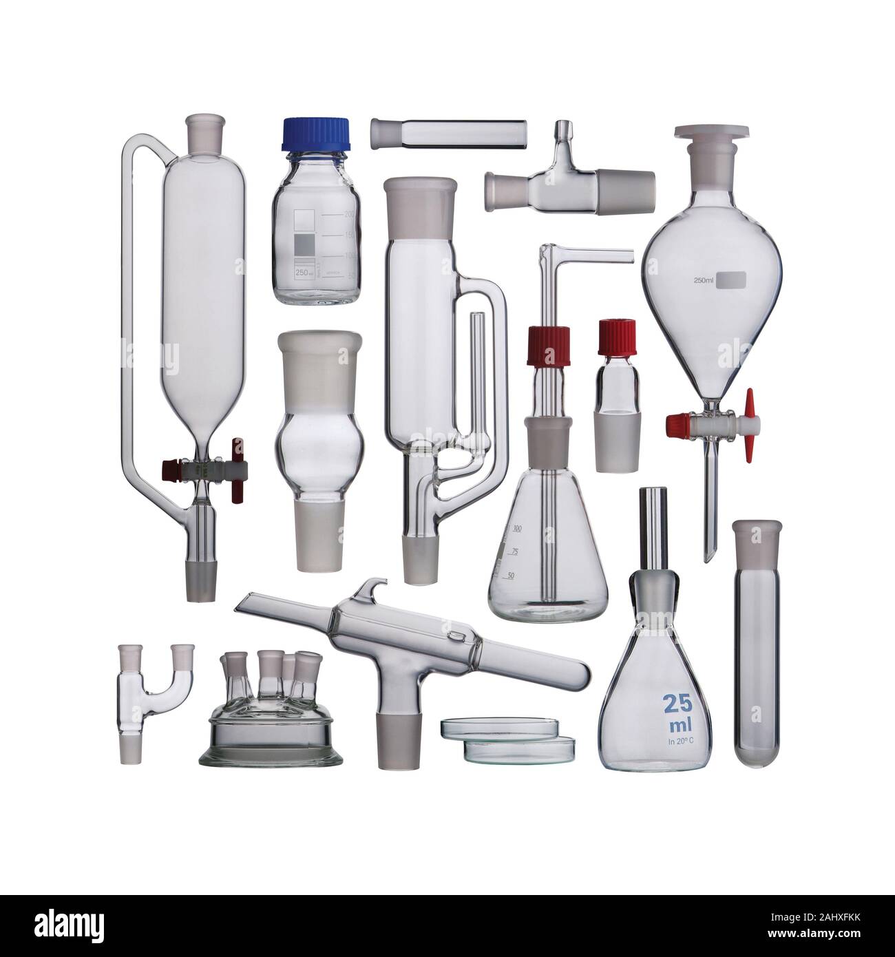 Lab. Laboratory glassware set on background Stock Photo Alamy