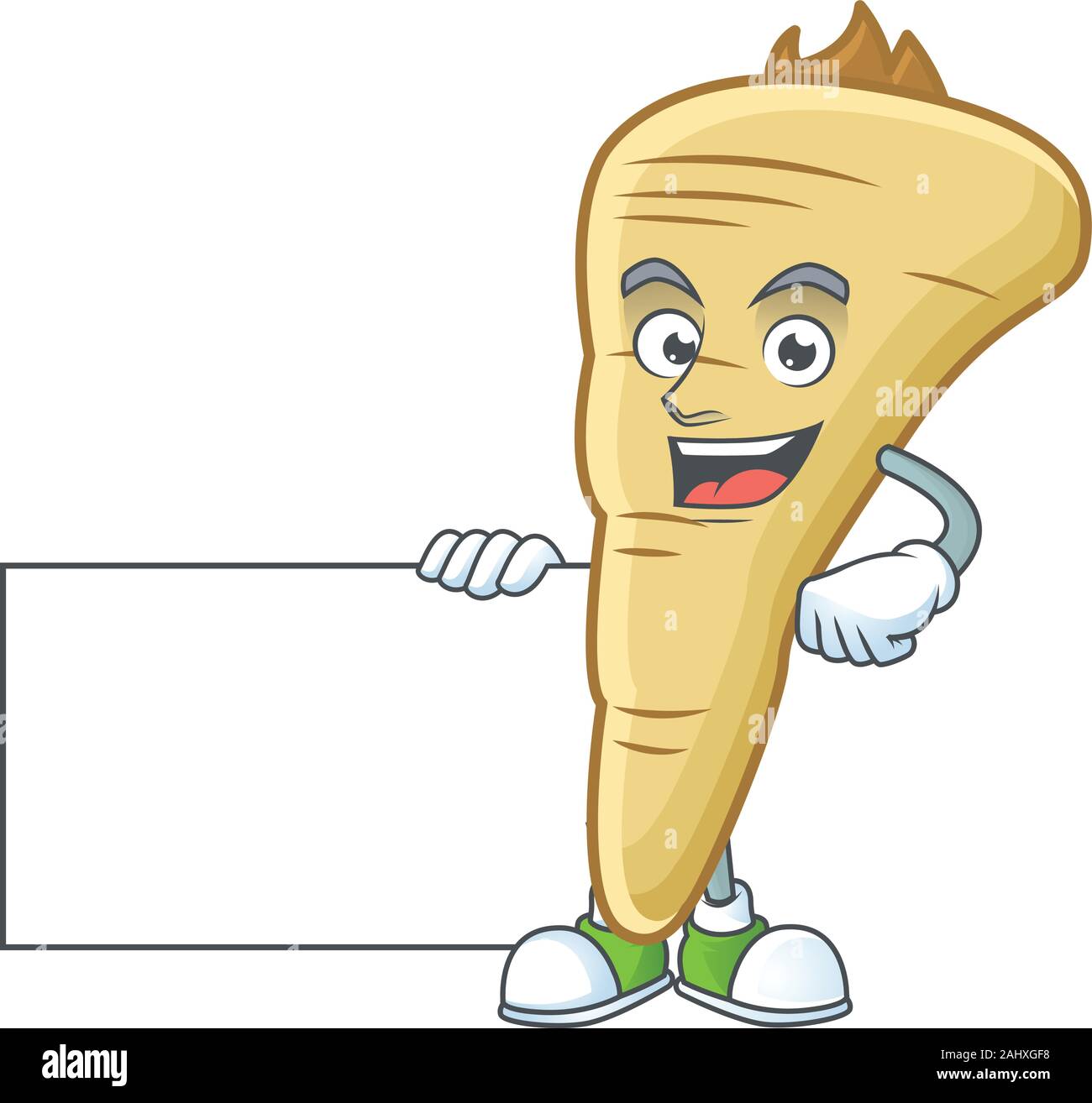 cute parsnip cartoon character with a board Stock Vector