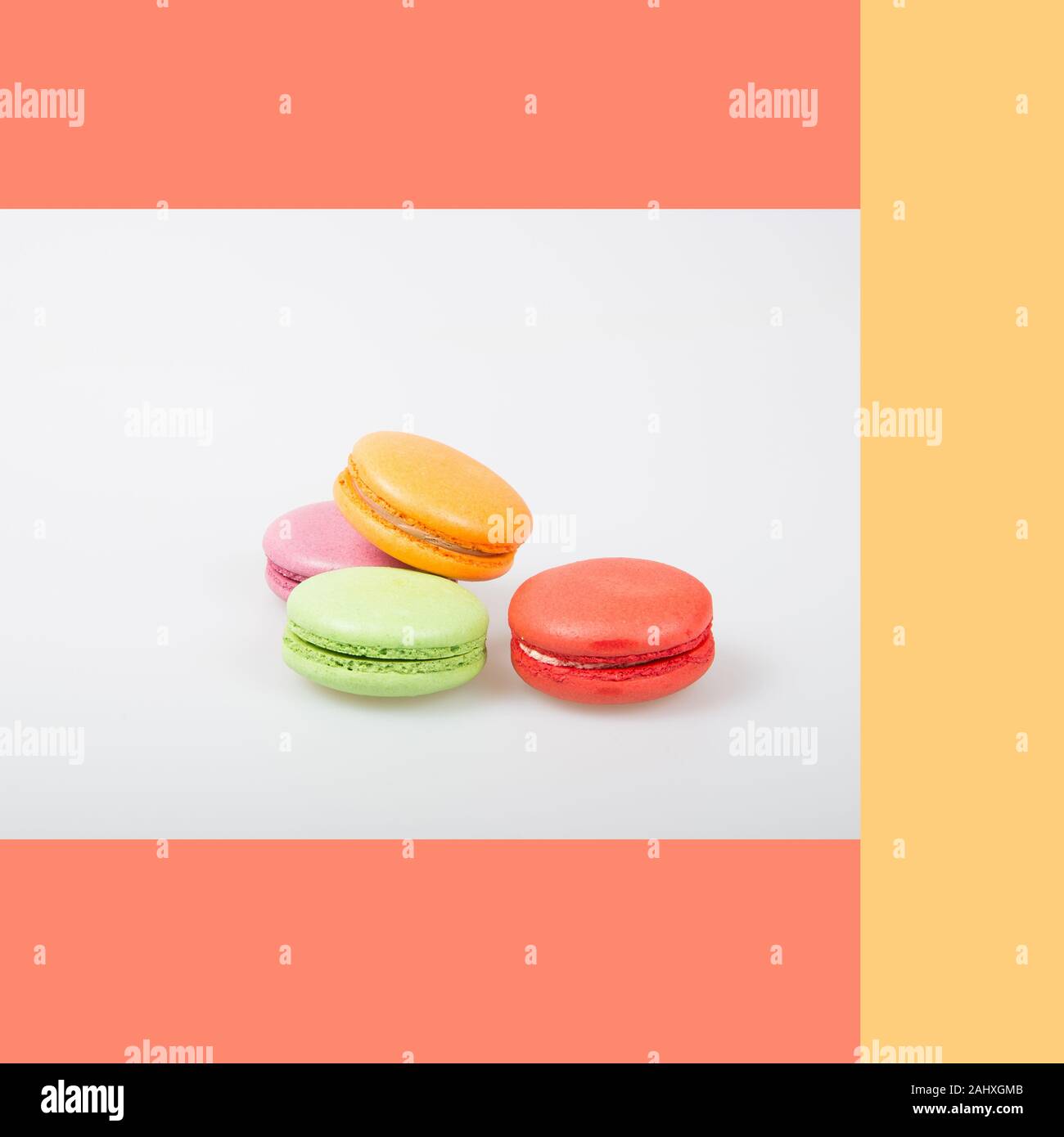 macarons or colorful macarons on a background Stock Photo